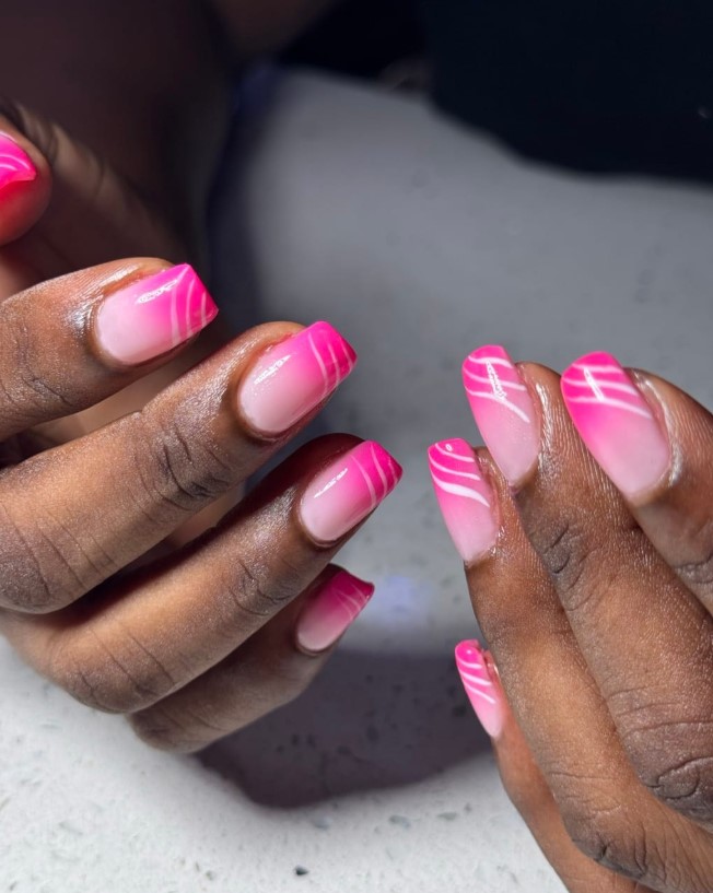 Beautiful pink ombre nail art by Aggie Nail Spa